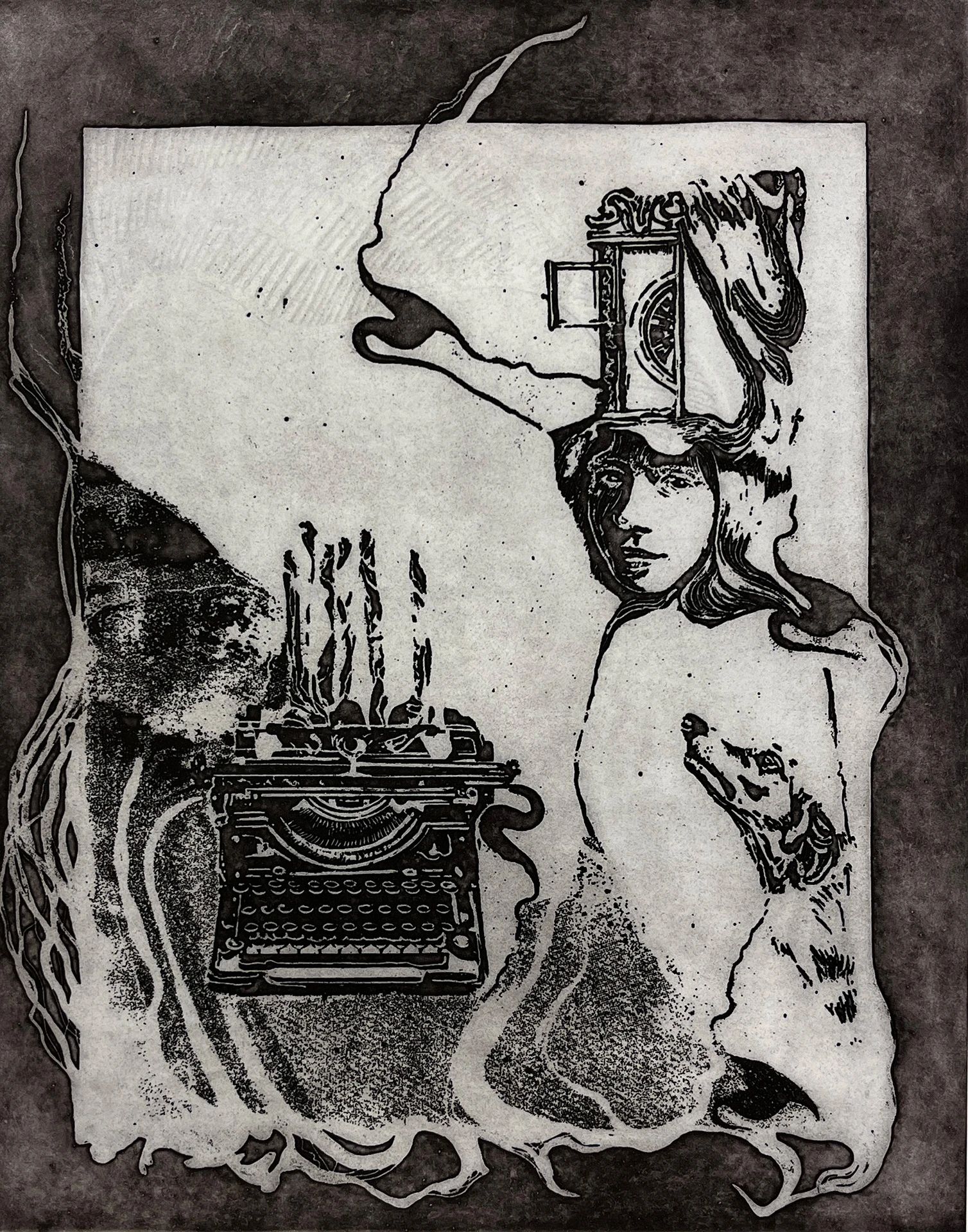 Relatos y ficciones - Fotograbado, aguatinta y gofrado - imagen 36cmx 46cm - papel 50 cm x 70cm 2024