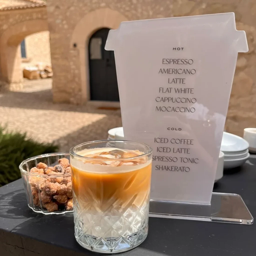 A selection of hot and cold specialty coffee drinks perfect for any event in Mallorca.