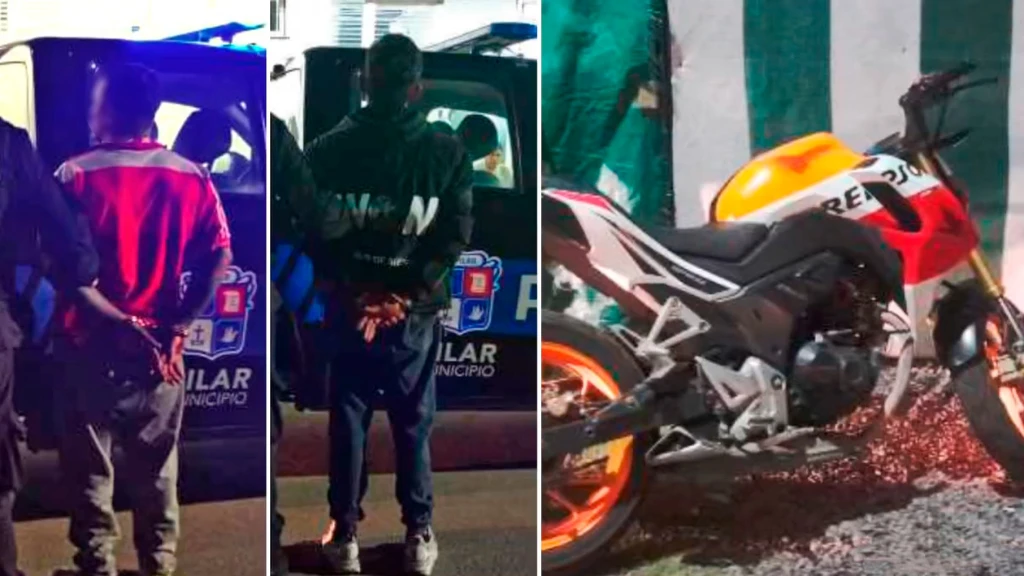 Tras una persecución, detuvieron a dos ladrones que habían robado una moto en el centro de Pilar