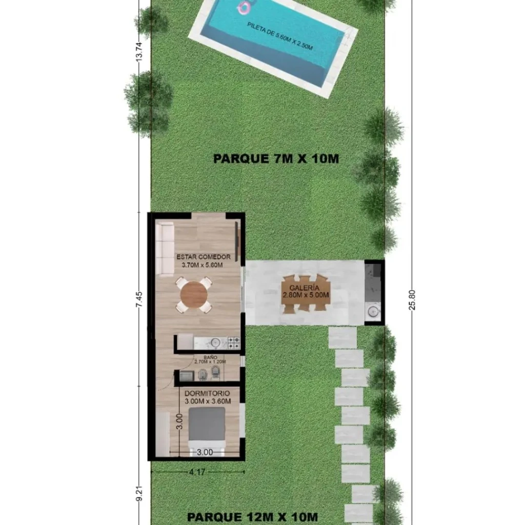 Plano casa en la Toscana 1 dormitorio