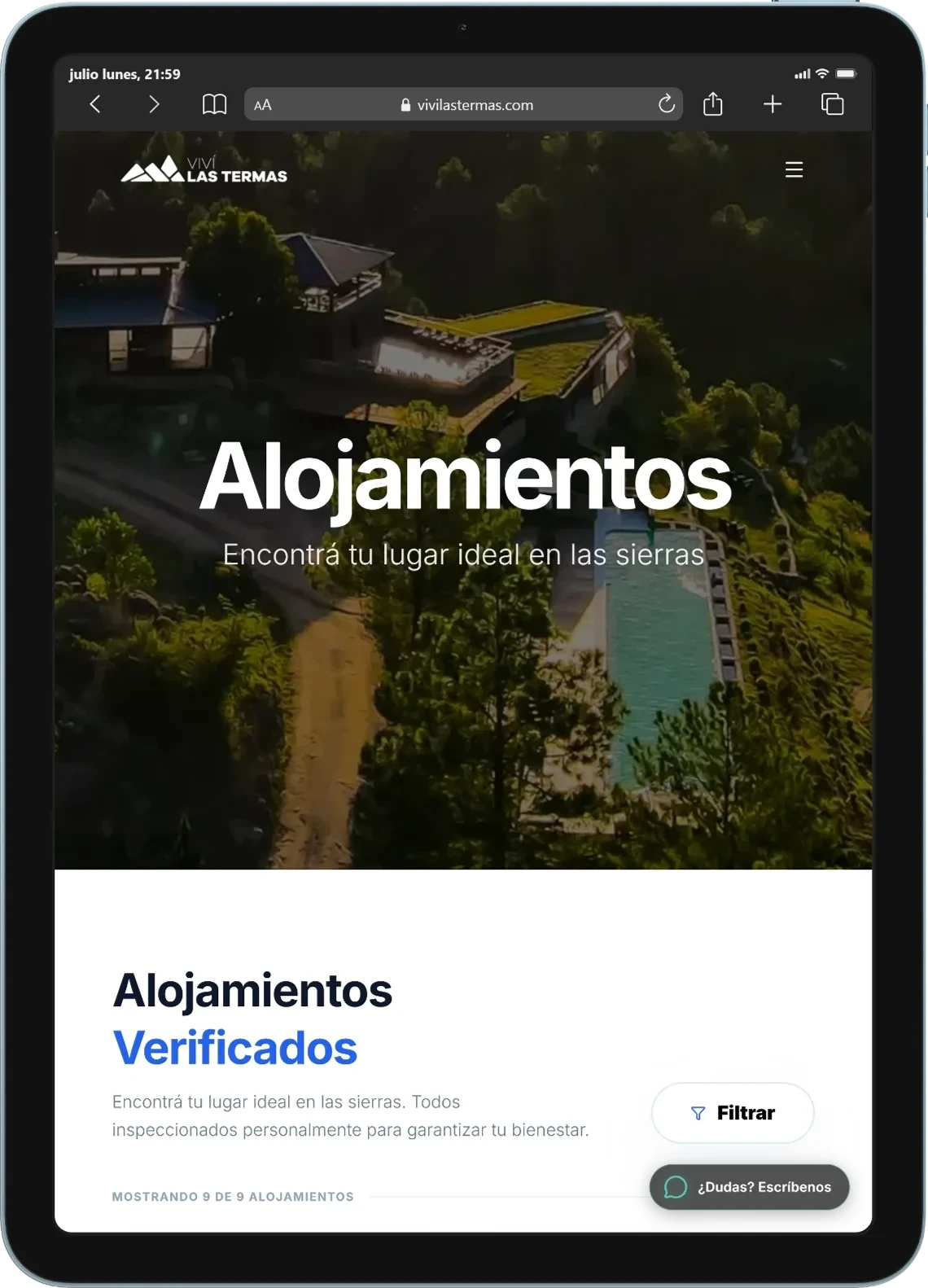 Adaptación de tienda online para tablet y iPad del proyecto La Tranquera de Yacanto con catálogo de productos visible