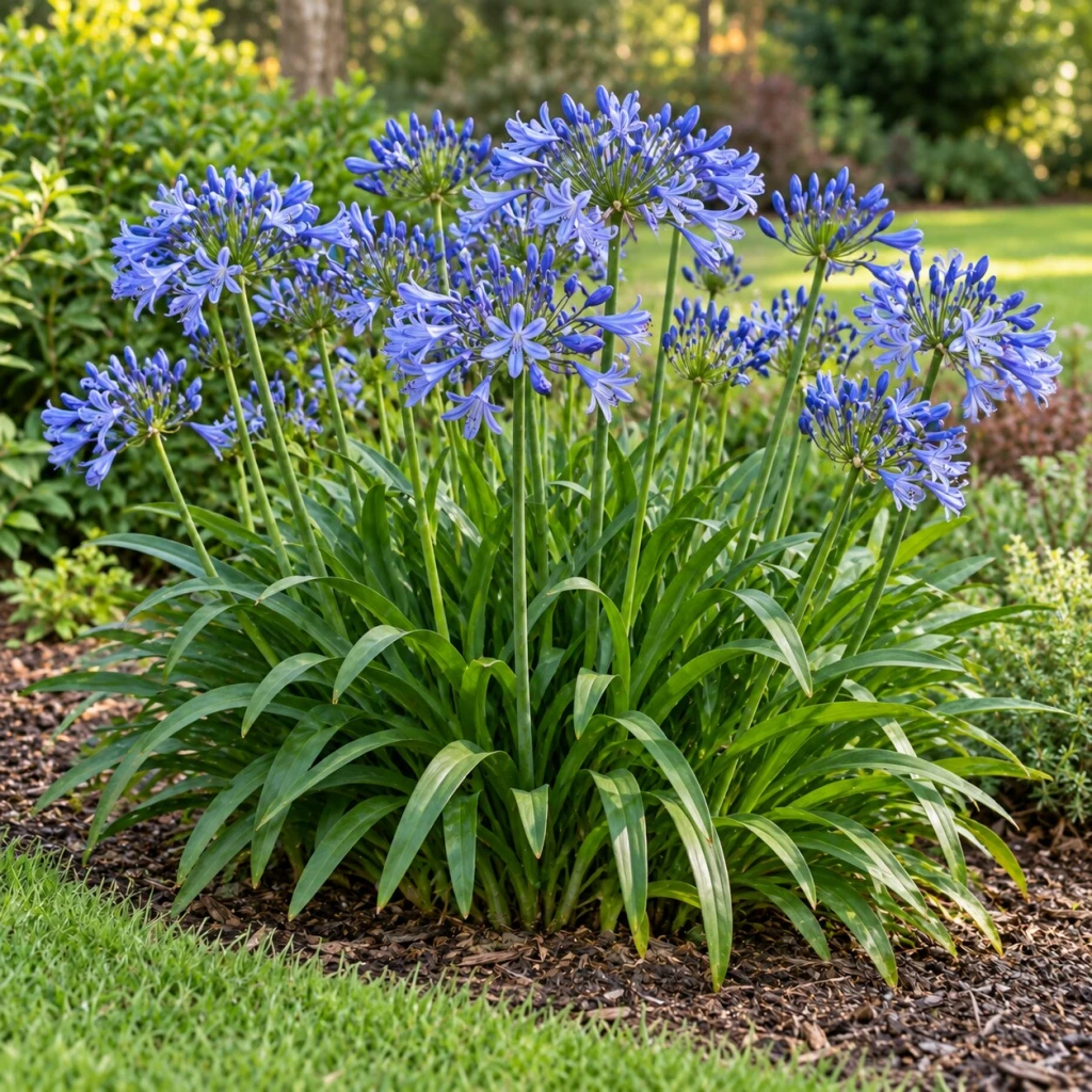 Agapanto con flores azules