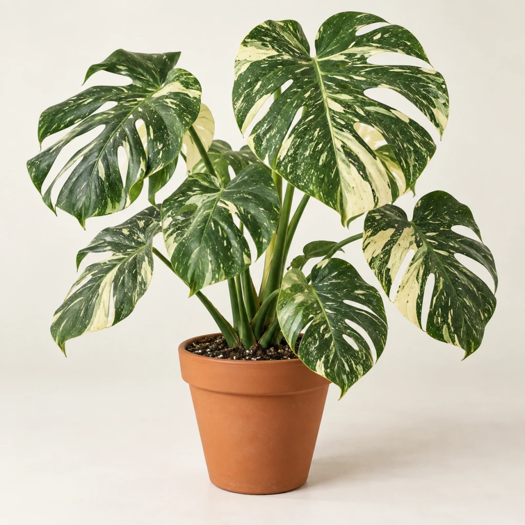Monstera Thai Constellation con hojas variegadas