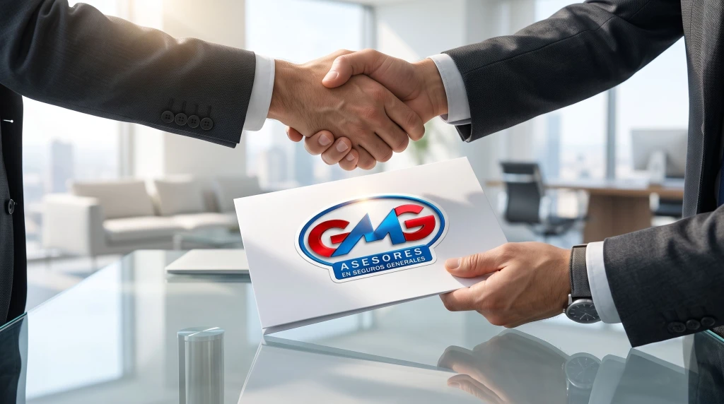Apret&oacute;n de manos con carpeta de seguros GMG.