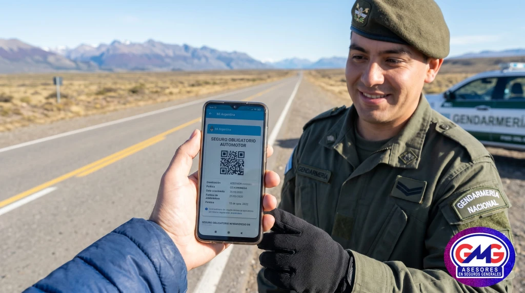 Verificaci&oacute;n de seguro digital en control de Gendarmer&iacute;a en Ruta 40, Neuqu&eacute;n. GMG Asesores