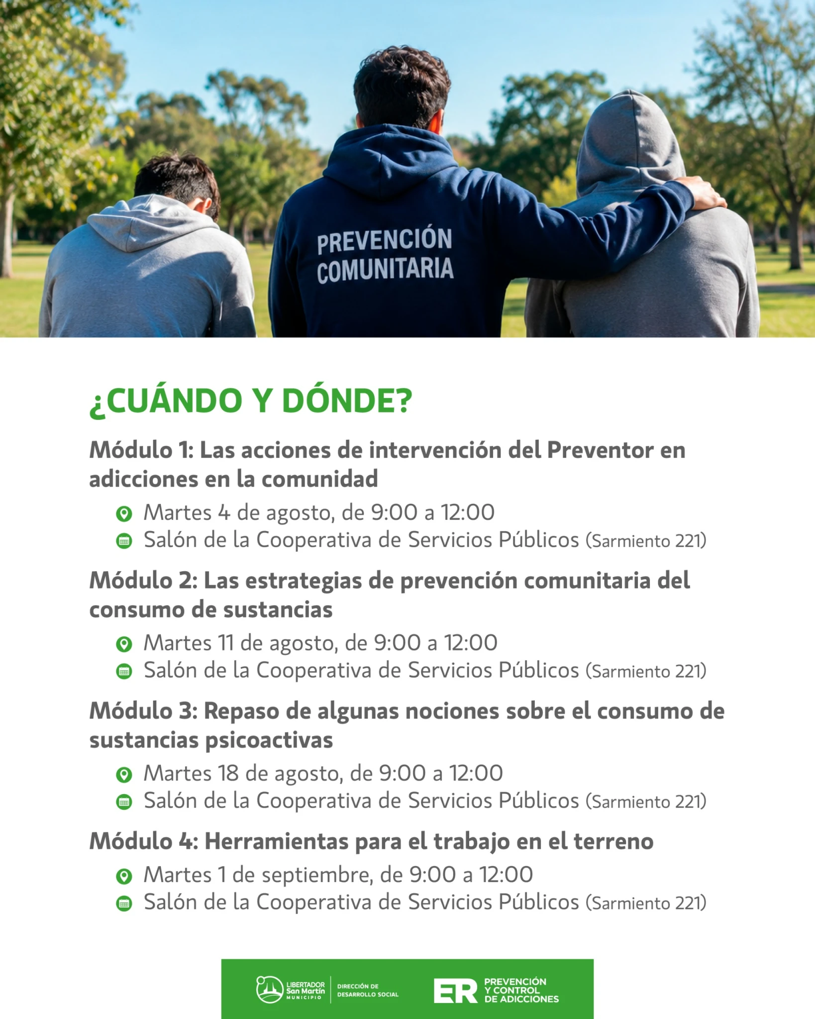 siguientes m&oacute;dulos y fechas