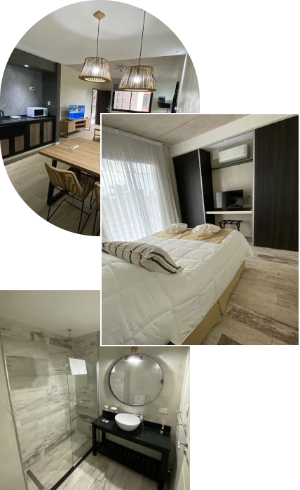 Habitaciones y areas comunes del Glo Apart Hotel, Cañuelas, Antartida Argentina