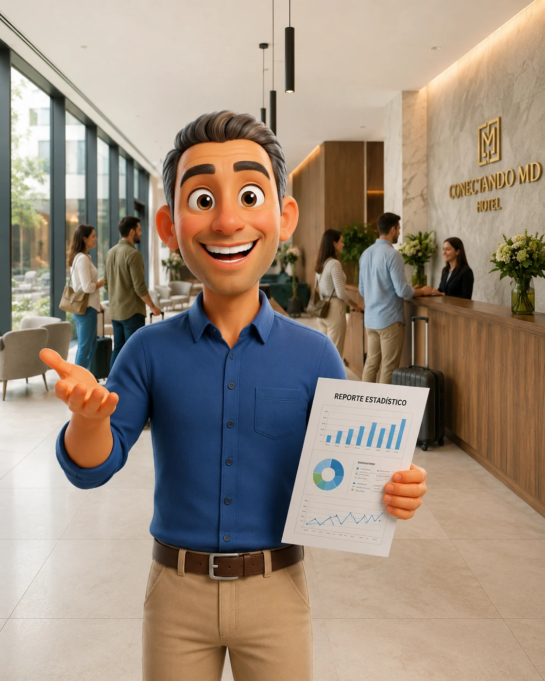 Dueño de hotel revisando las comisiones de plataformas de reservas