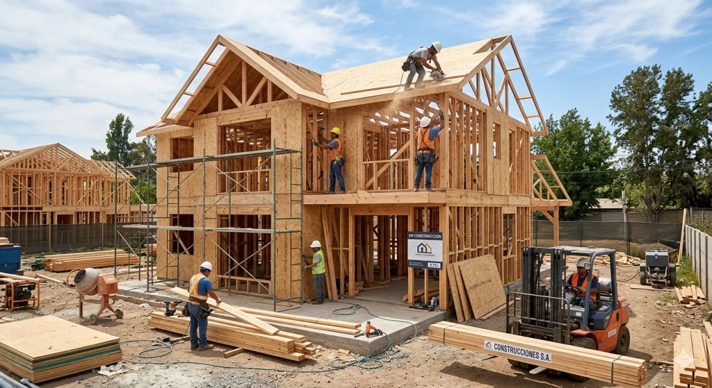 Construcción de casas modernas en Santiago realizada por PY Construcciones