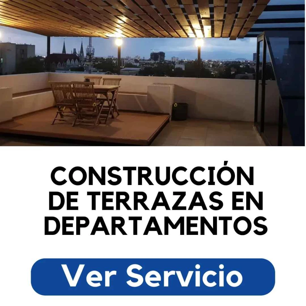 "Construcción de terrazas en departamentos en Santiago con diseño seguro, estructura liviana y terminaciones modernas por Py Construcciones"