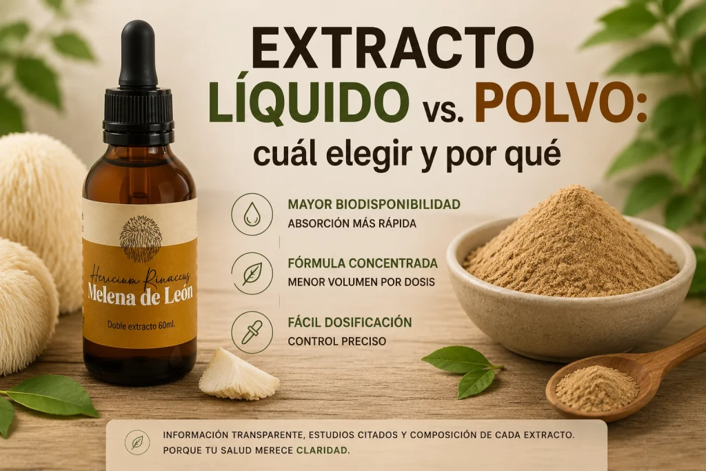 Extracto líquido vs. polvo de hongos adaptógenos: cuál elegir