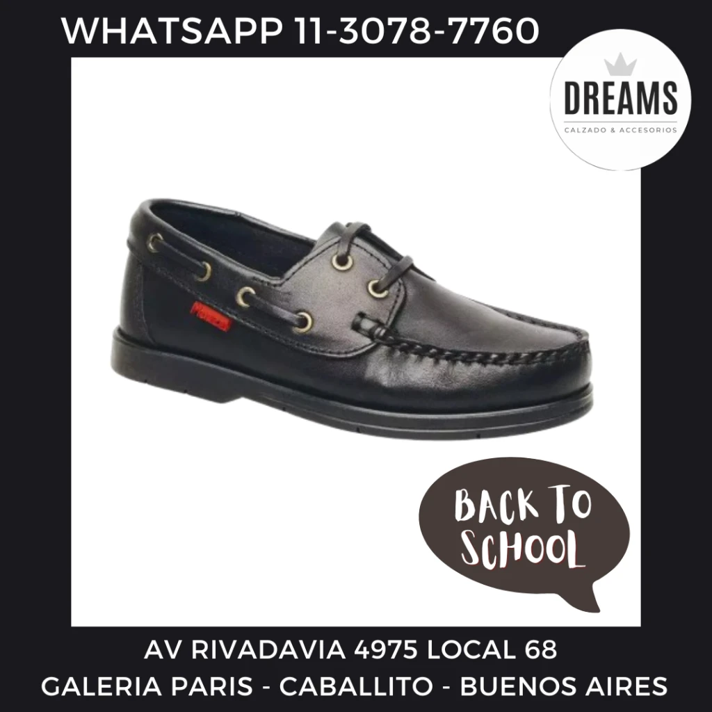 Zapatos colegiales escolares Marcel nauticos con cordones negro abrojo Dreams Calzado Caballito Av Rivadavia 4975 local 68 Galeria Paris