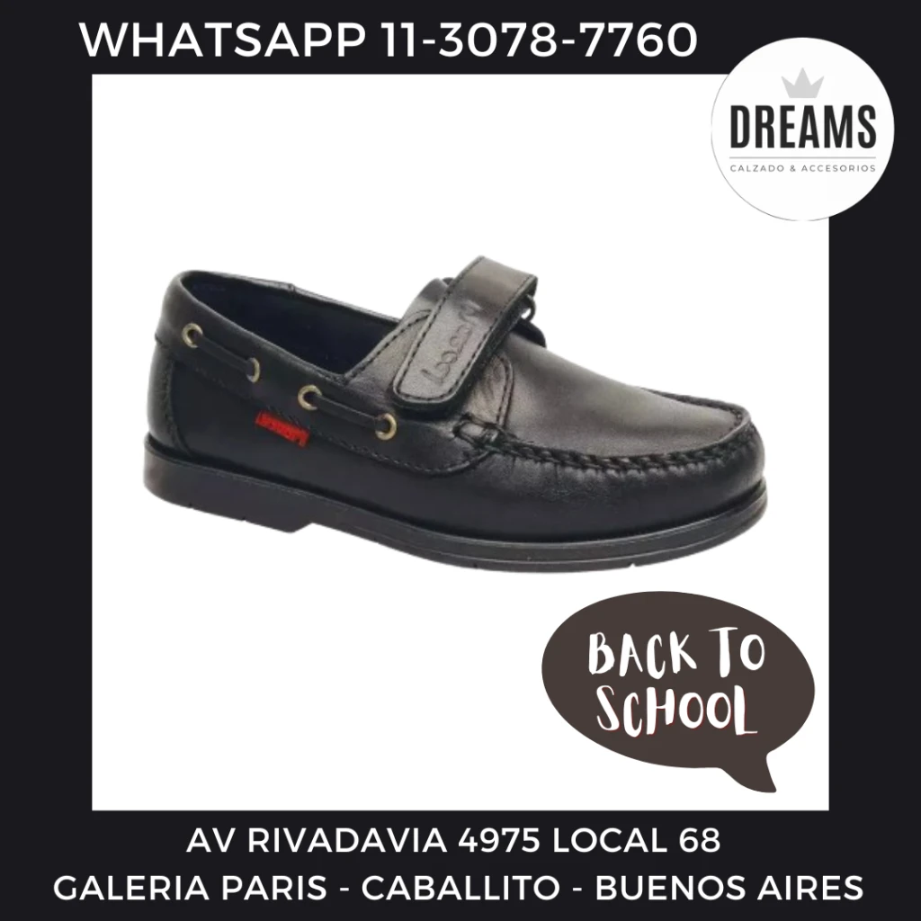 Zapatos colegiales escolares Marcel nauticos con velcro negro abrojo Dreams Calzado Caballito Av Rivadavia 4975 local 68 Galeria Paris