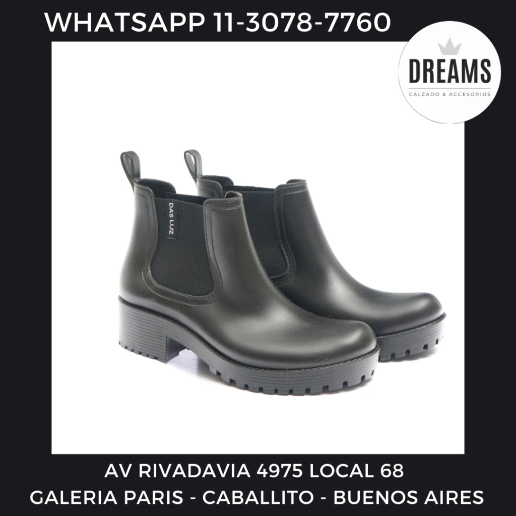 Botas de lluvia Das Luz Tucson negro Dreams Calzado Caballito Av Rivadavia 4975 local 68 Galeria Paris