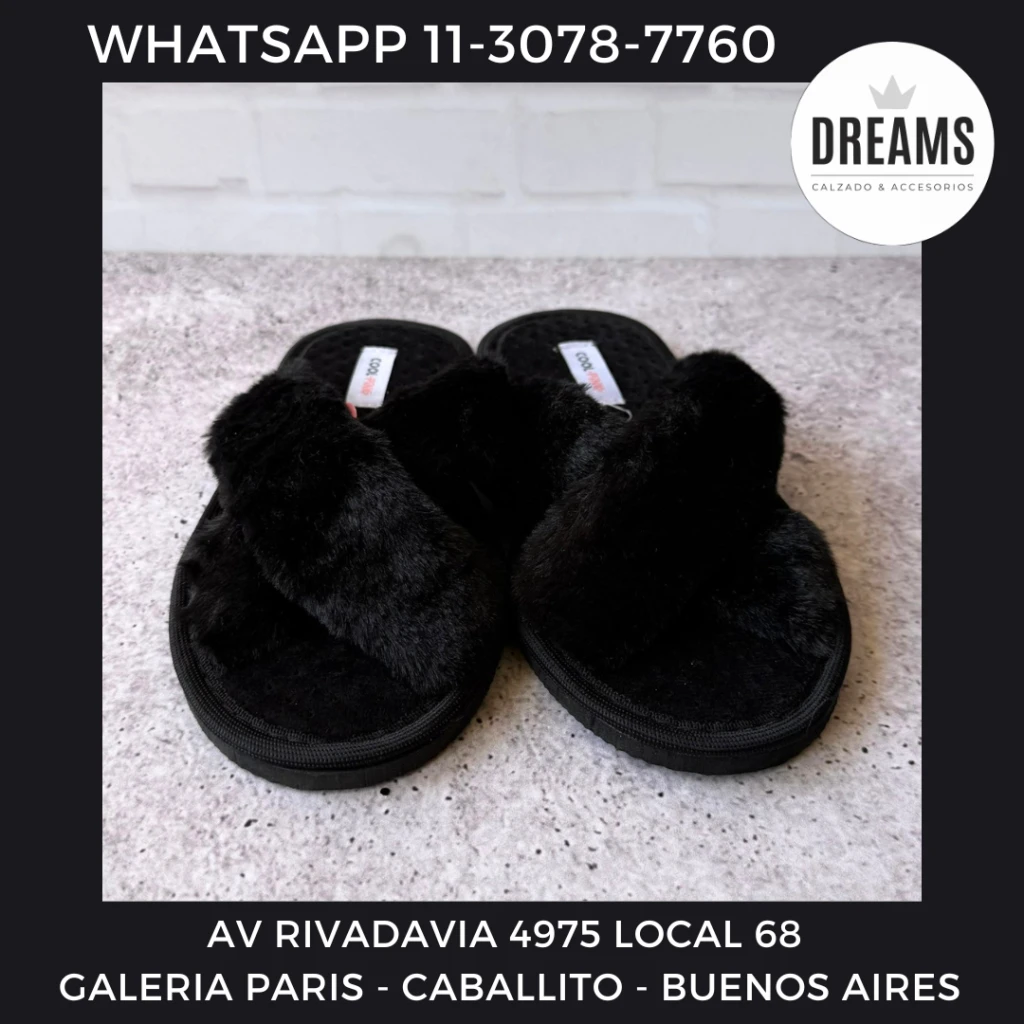 Pantuflas chinelas mujer peluche cruzadas cool pink negro Dreams Calzado Caballito