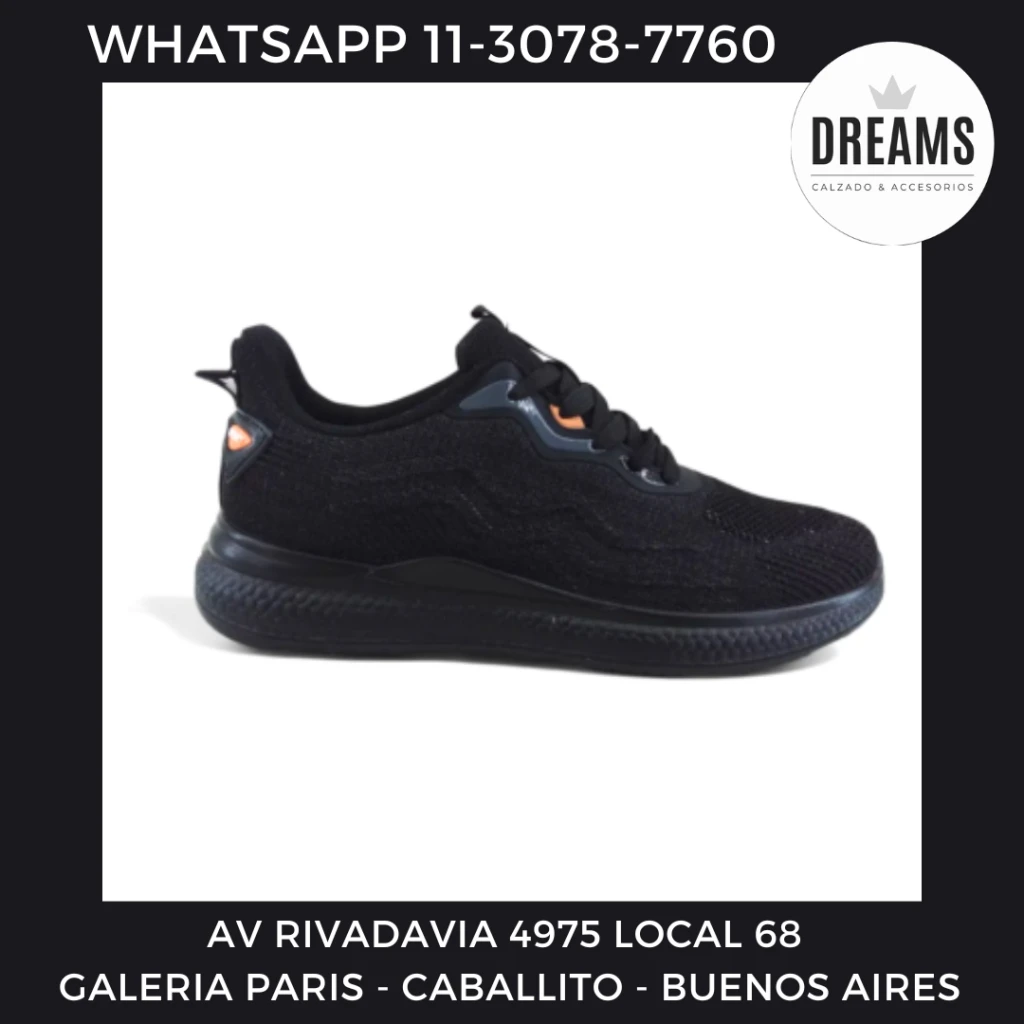 Zapatillas para hombre con cordones negro total black Dreams Calzado Caballito