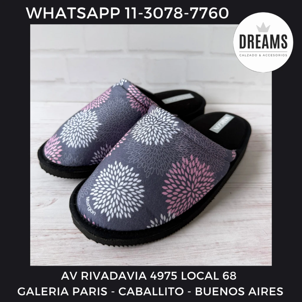 Pantuflas chinelas mujer pompon algodon punta cerrada Dreams Calzado Caballito Av Rivadavia 4975 local 68 Galeria Paris