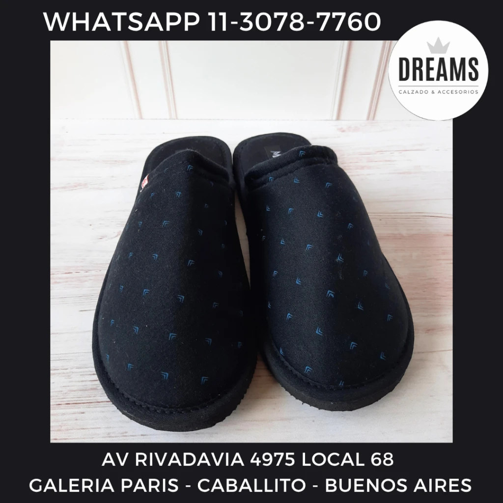Pantuflas chinelas para hombre de algodon negro azul punta cerrada Dreams Calzado Caballito Av Rivadavia 4975 local 68 Galeria Paris