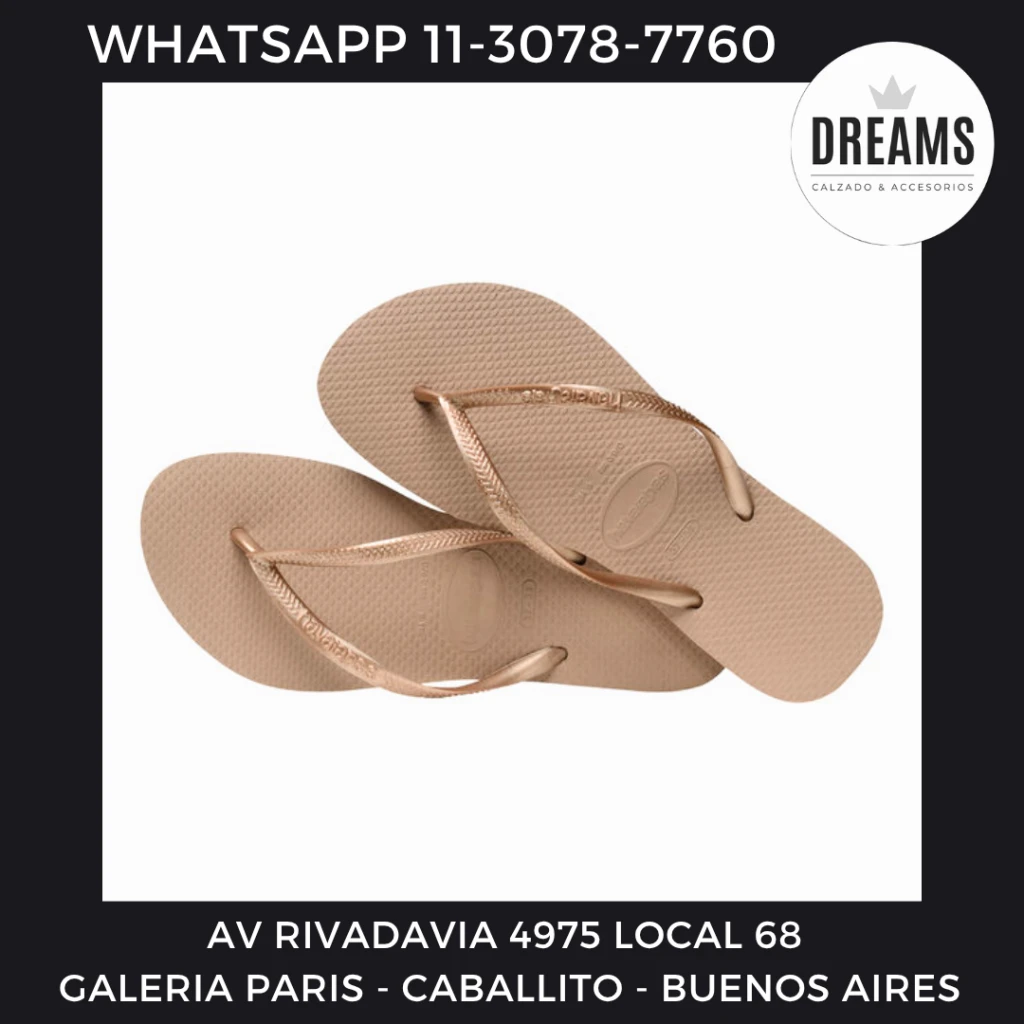 Ojotas para mujer Havaianas originales slim rose gold liso Dreams Calzado Caballito Av Rivadavia 4975 local 68 Galeria Paris