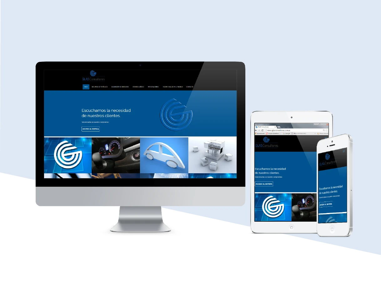 Interfaz del sitio web de Glass Consultores - diseño y desarrollo personalizado