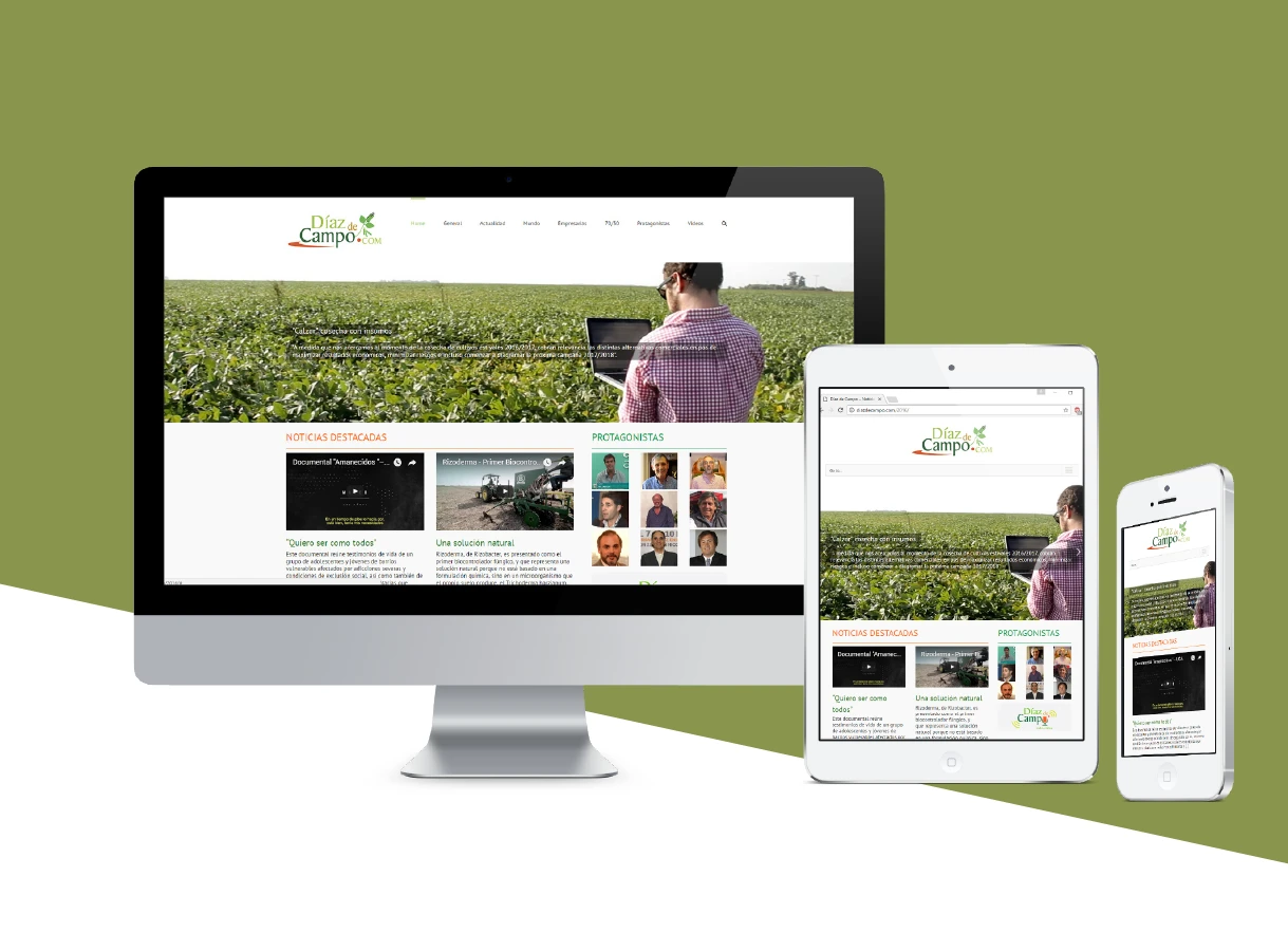Vista responsive del sitio web de Díaz de Campo