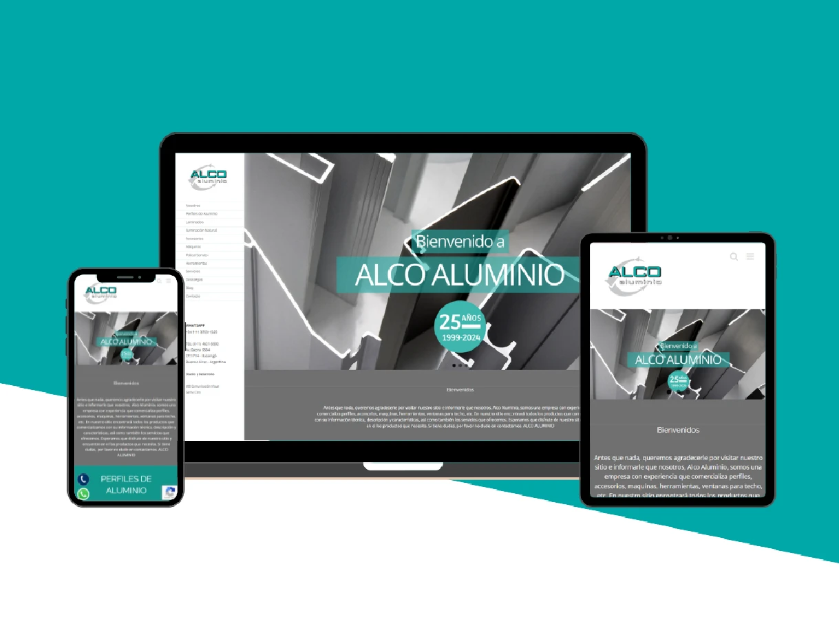 Diseño web para empresa de aluminio - Alco Aluminio