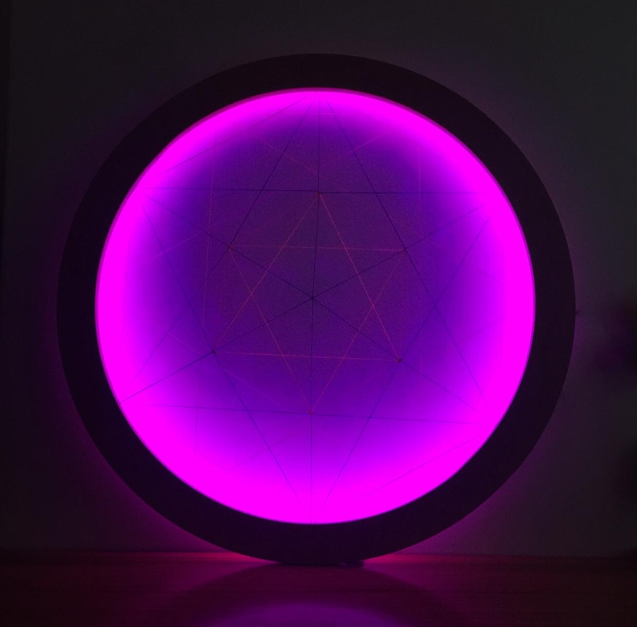Led Light, thread & Wood base 80cm diameter