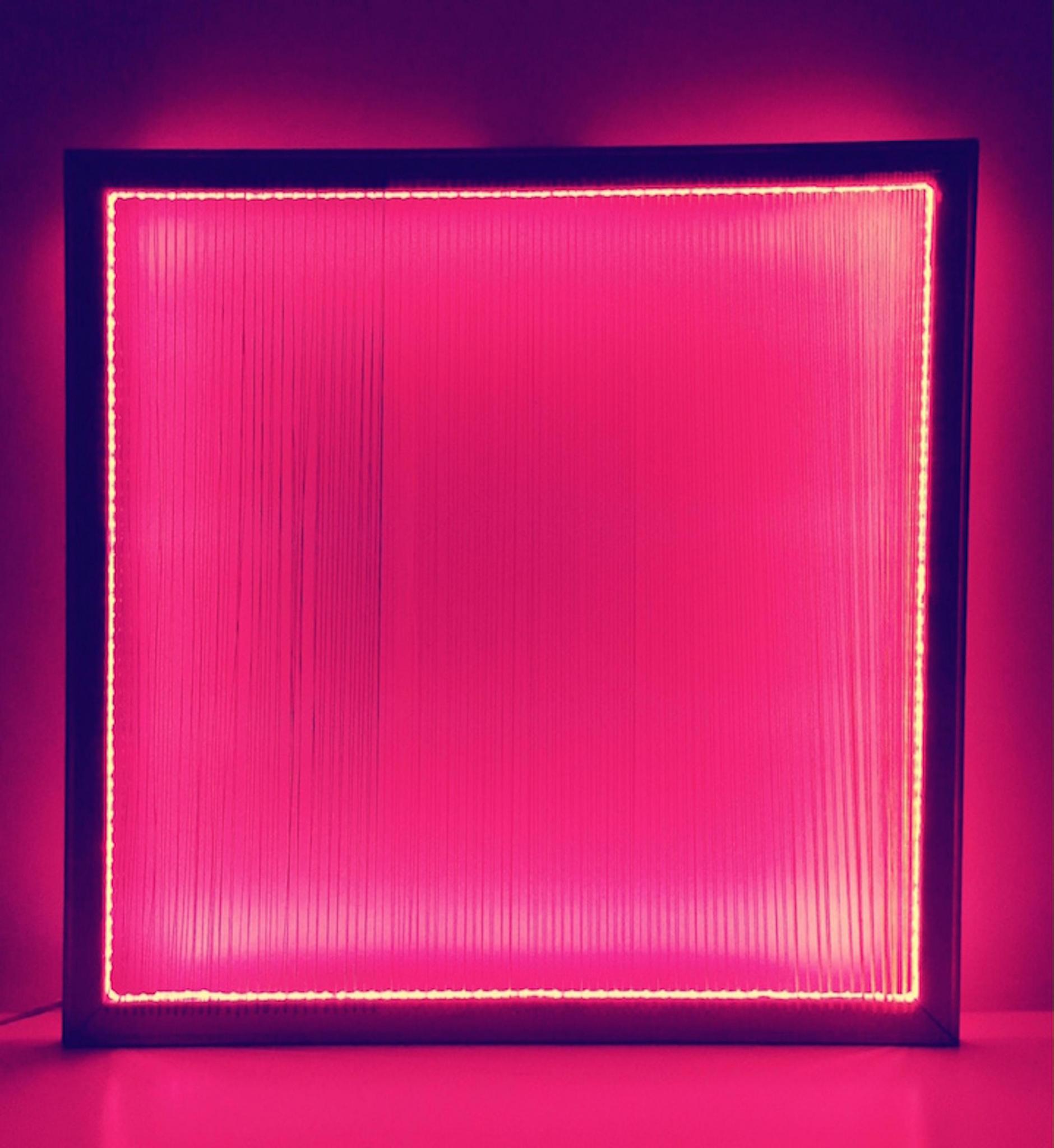 Wood, thread & led light strip.