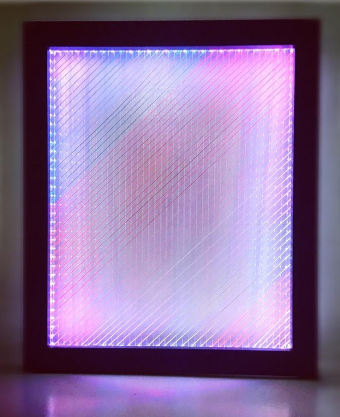 Led Light, thread & wood base 60x70cm