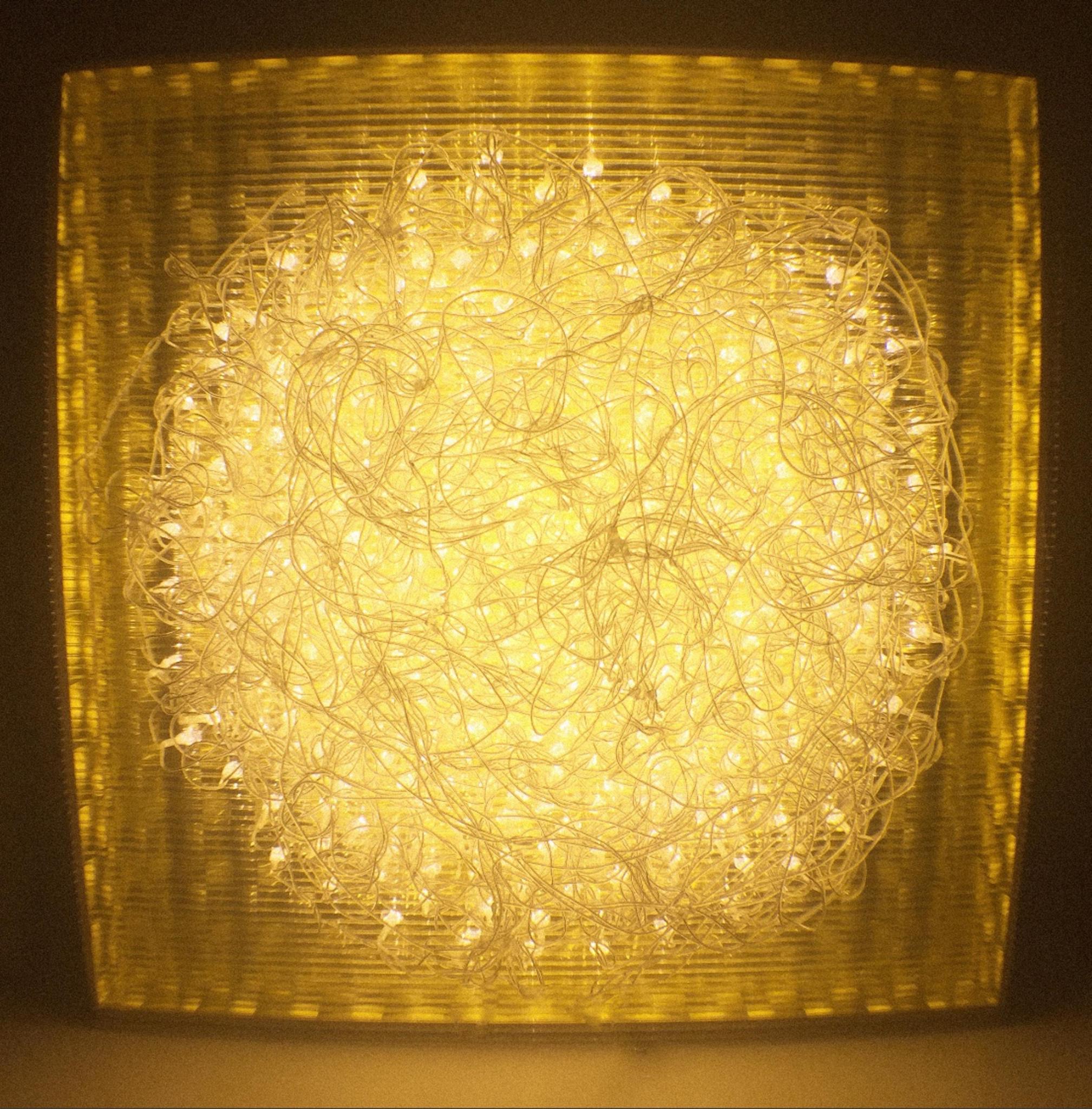 Led Light, policarbonate crystal & wood base 60x70cm
