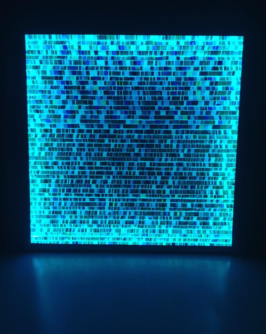 Led Light, policarbonate crystal, paper & wood base 20x20 inches