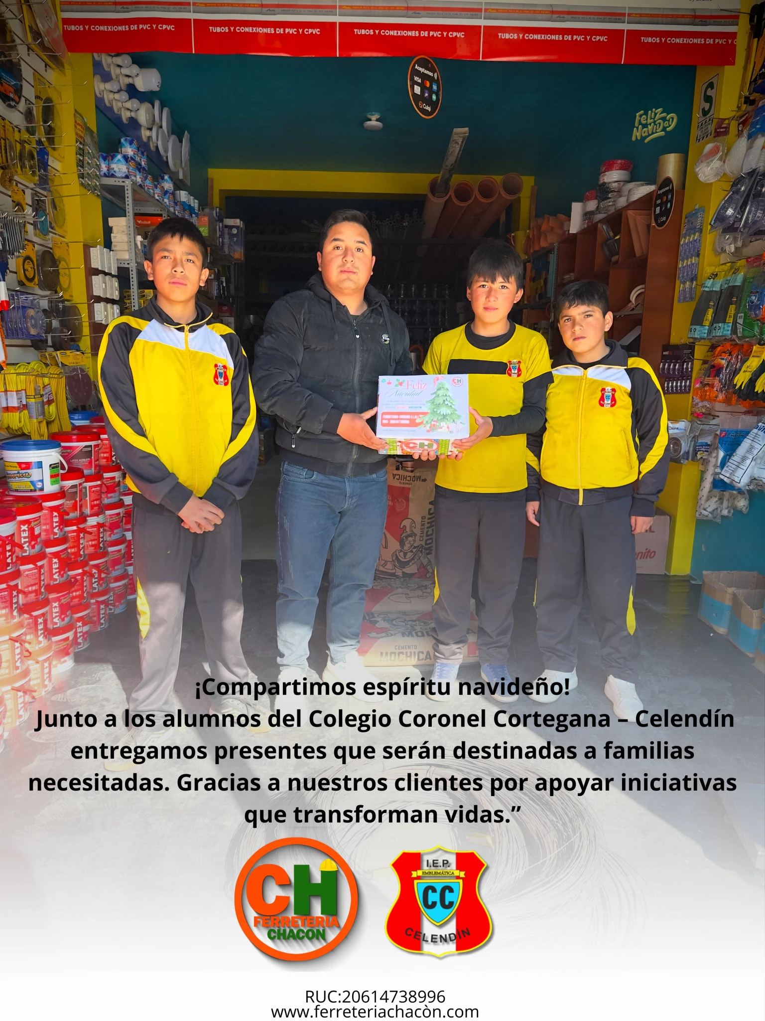 “Ferretería Chacón y estudiantes del Colegio Cortegana unidos por una Navidad solidaria”