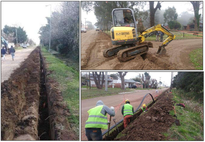 Canalización para el tendido de cañería PEAD para red de agua potable