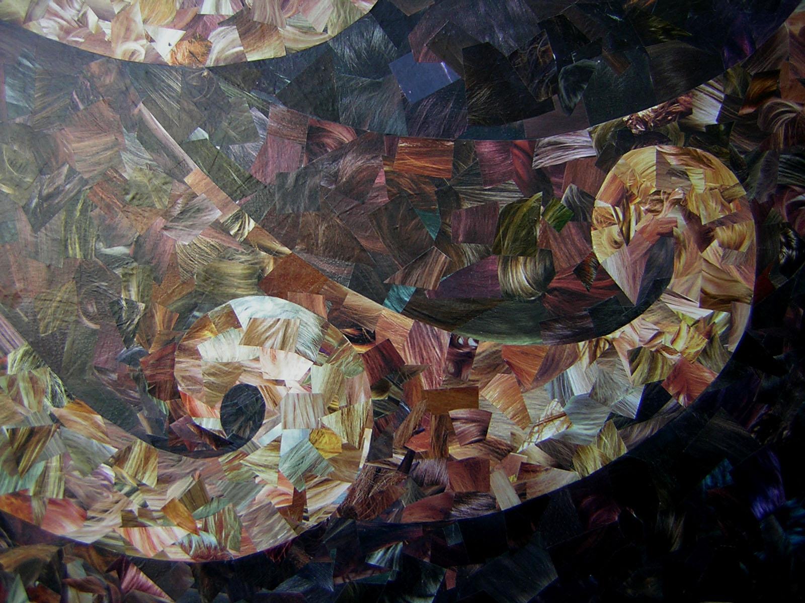 COLLAGE S/TELA. 150 X 160 CM. EN HALL DE EDIFICIO: FIDEICOMISO TORRES DE FRAQUEIRO. ANTONIO DEL VISO 700, ALTA CBA. CBA, ARG.