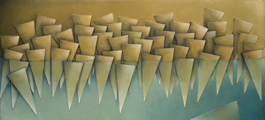 Mixta s/madera. 60x 130cm. En hall del Edificio Mariano Moreno. Mariano Moreno 410 y Bv. San Juan. Nva. Cba. Córdoba. Argentina.
