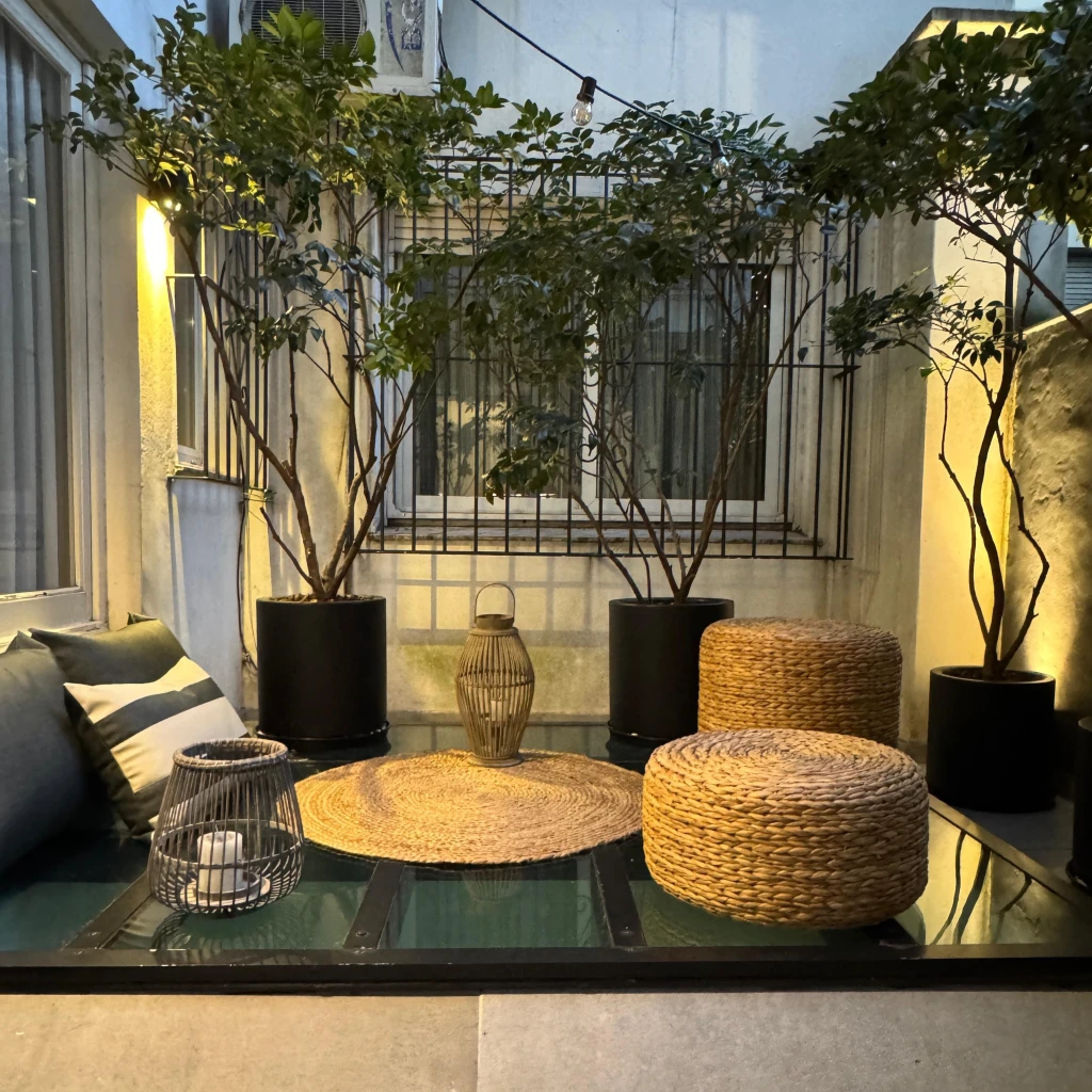 Patio interno con macetas