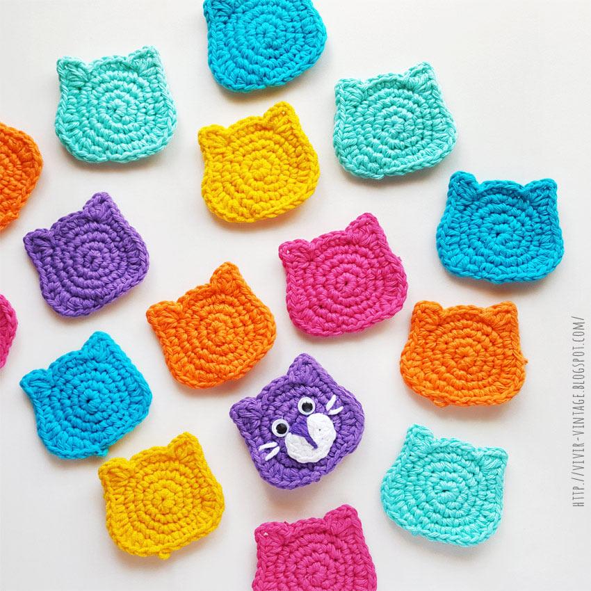 Como tejer fácilmente en crochet un hermoso aplique de gatito! Fácil y rápido! Incluye patrón gratuito y fototutorial! 