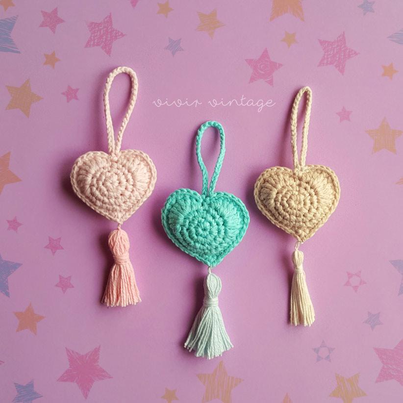 Como tejer en crochet un hermoso colgante con corazón - Incluye fototutorial y patrón gratis!! 