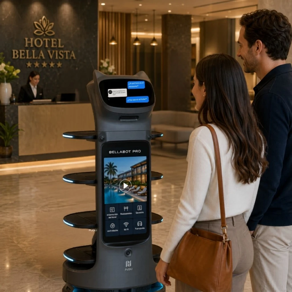 Bella robot de bienvenida