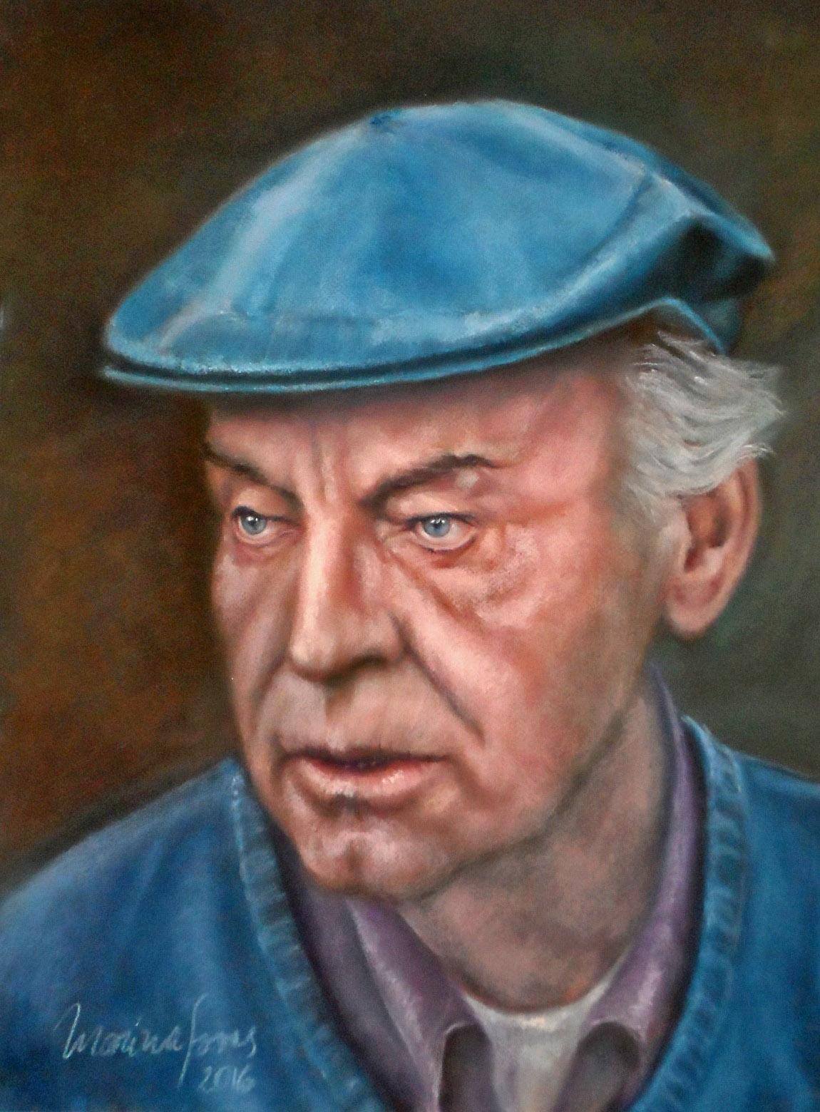 Homenaje a Eduardo Galeano, pastel tiza, 50x70 cm, Marina Fons