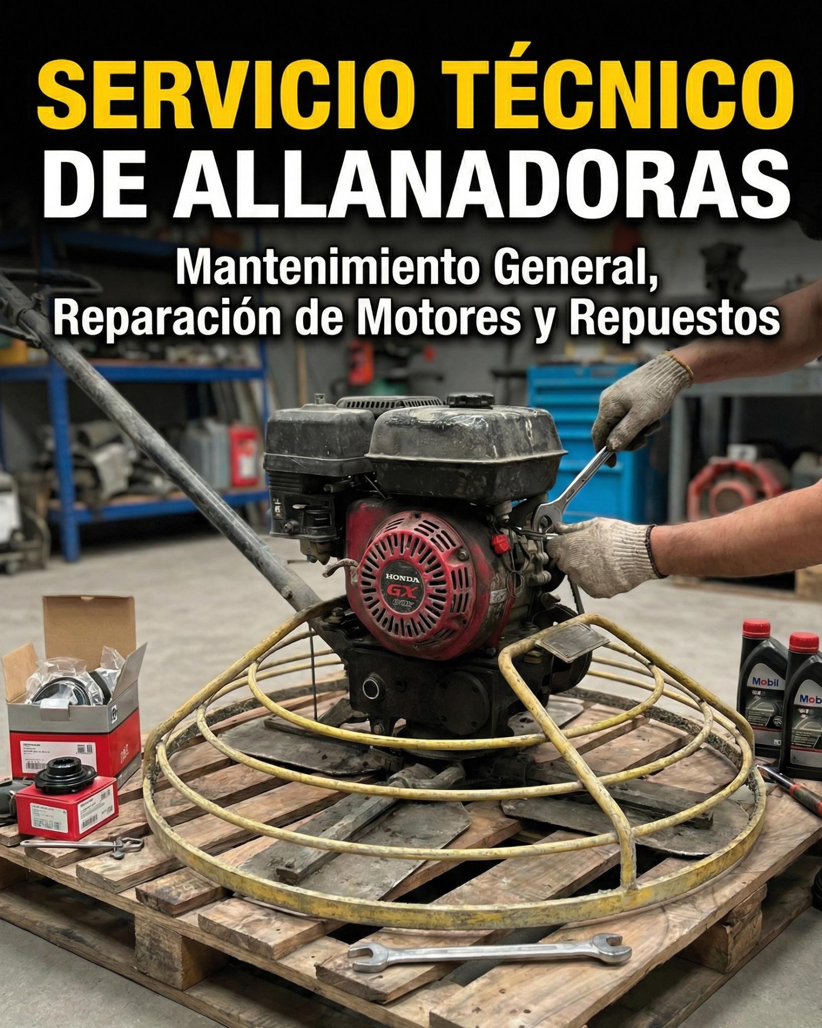 Servicio de reparación y/o Mantenimiento de máquinas allanadoras simples y dobles tripuladas.
