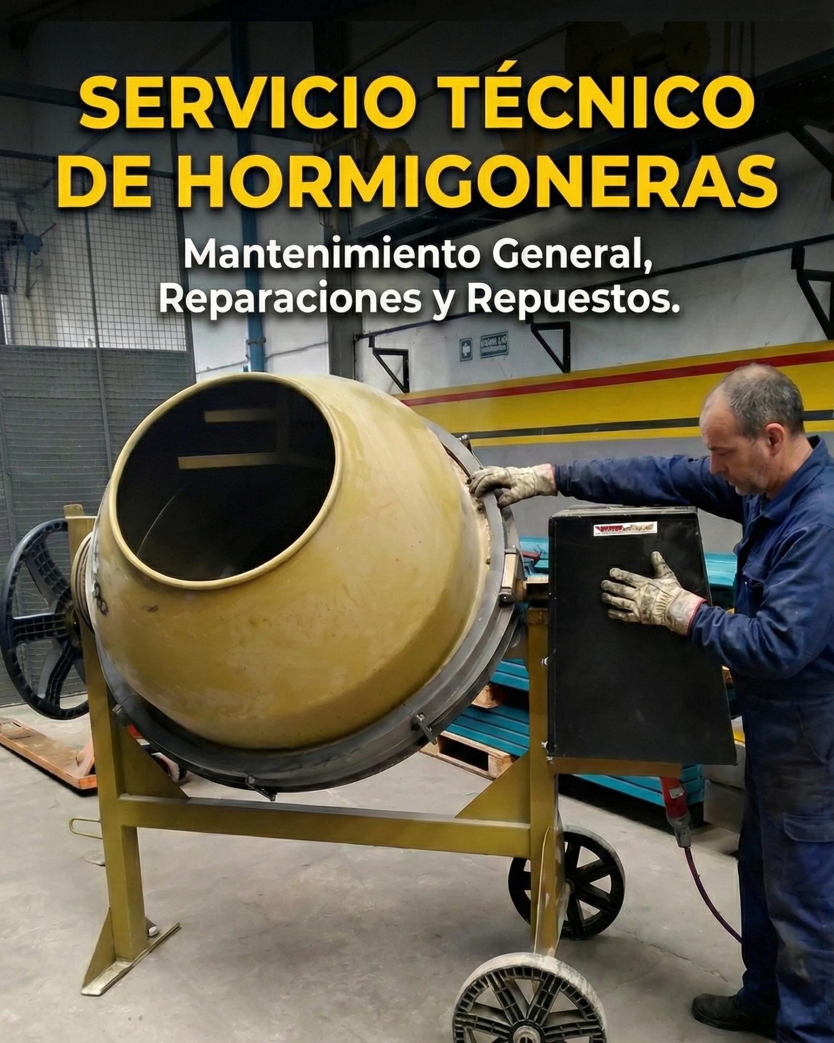 Servicio de mantenimiento y/o reparación de máquinas hormigoneras portátiles y de volteo