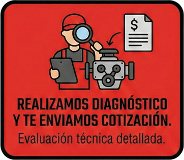 Realizamos el diagnóstico de la máquina y te enviamos una cotización formal incluyendo mano de obra y repuestos.