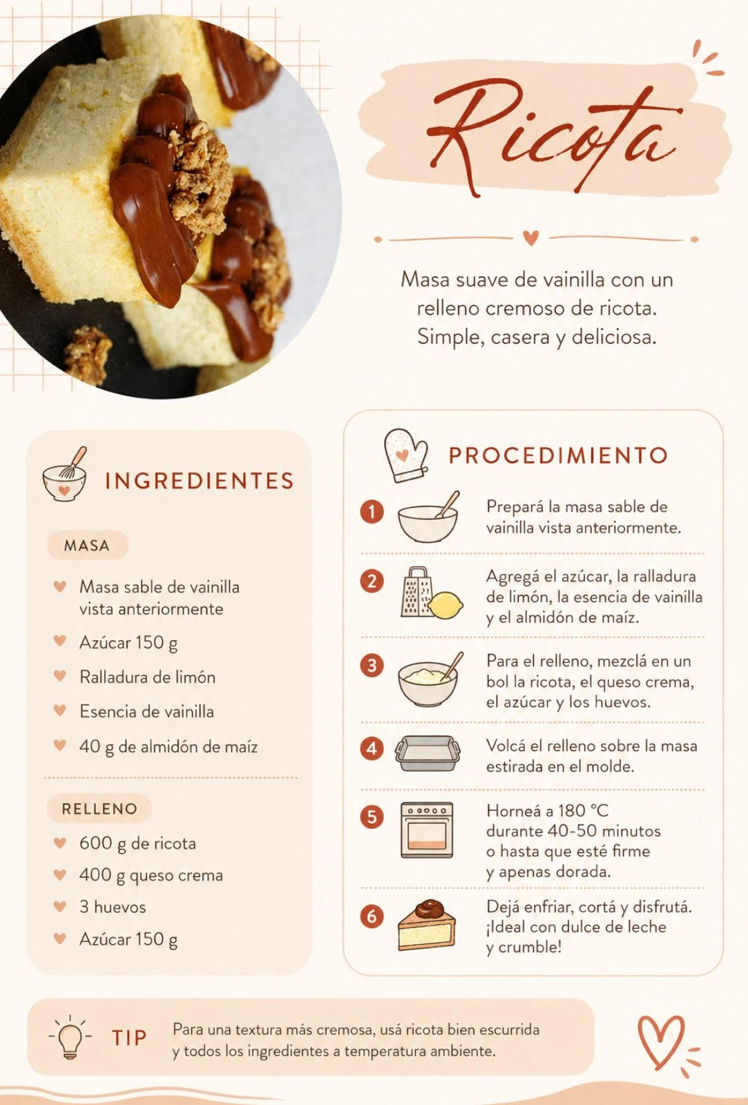Dulces Deseos Tarta de Ricota Casera: un clásico irresistible que nunca pasa de moda 🍰