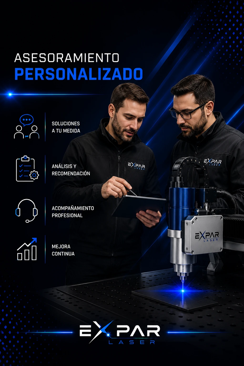 Maquinaria láser industrial en operación