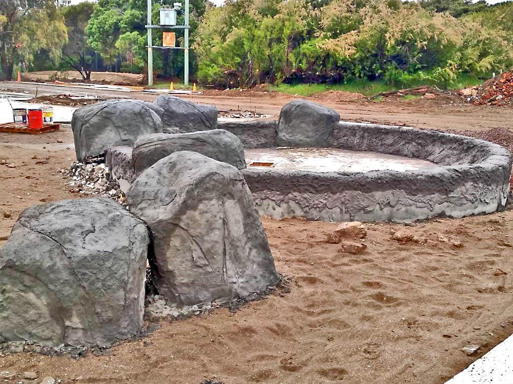 Armado de rocas y textura borde. Proceso.