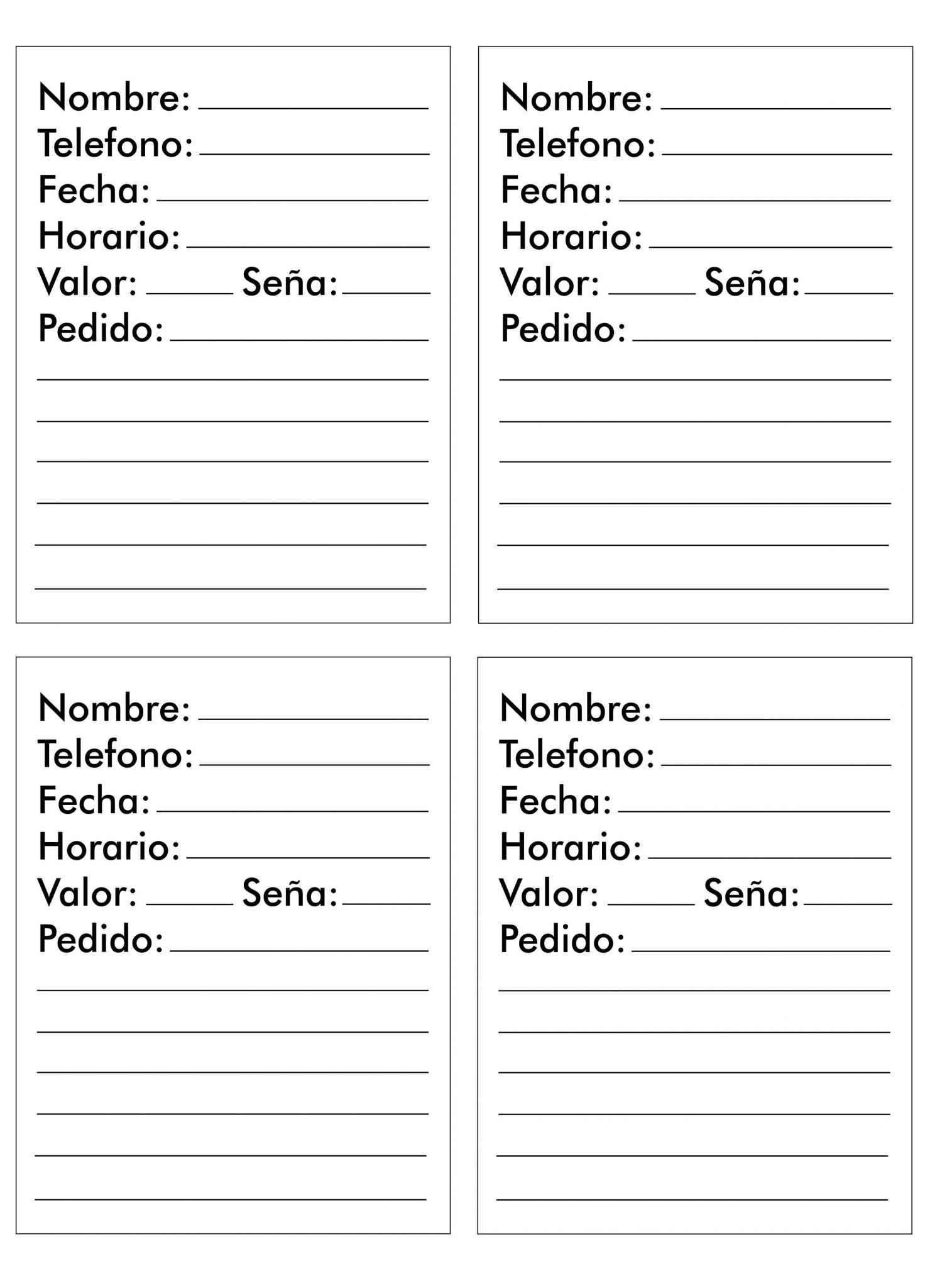 talonario pedidos pasteleria