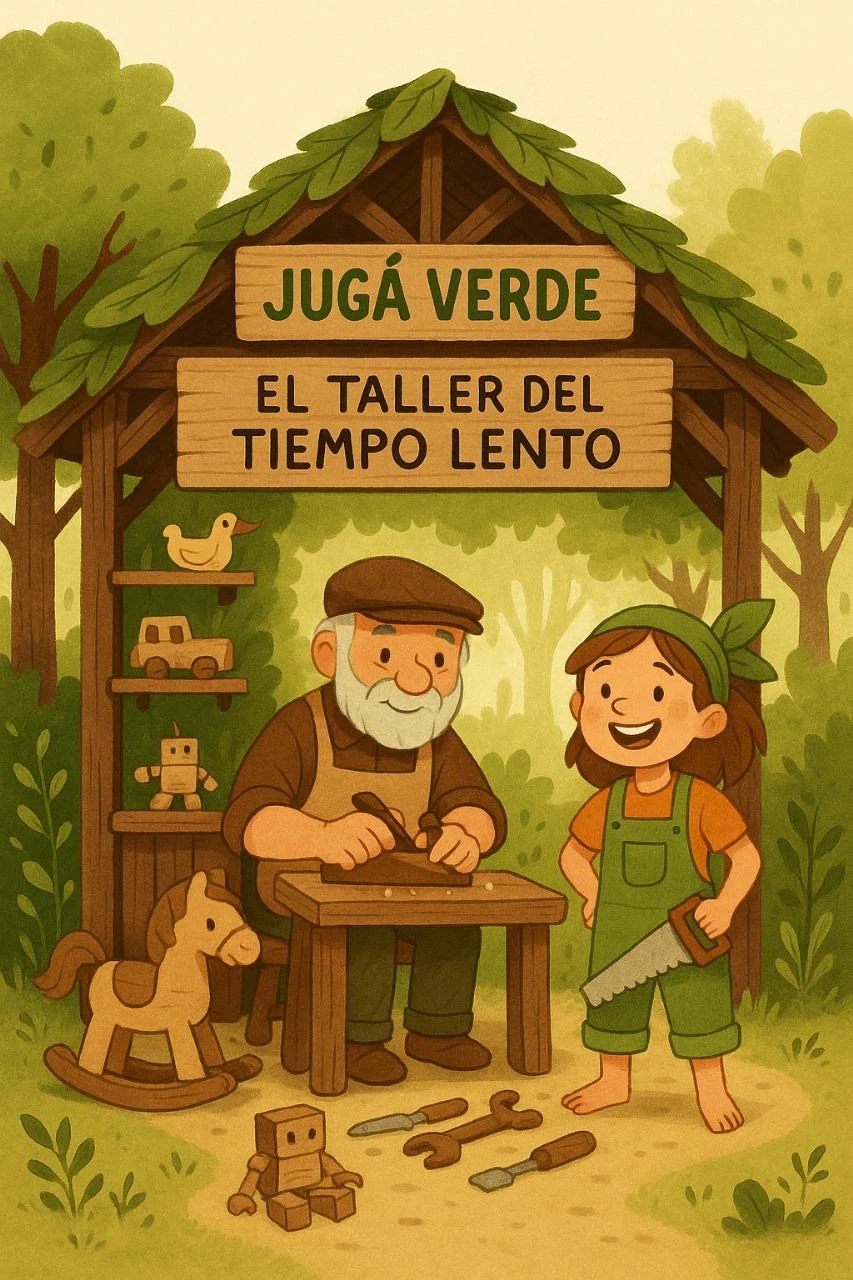 Taller de carpintería artesanal con juguetes de madera en proceso