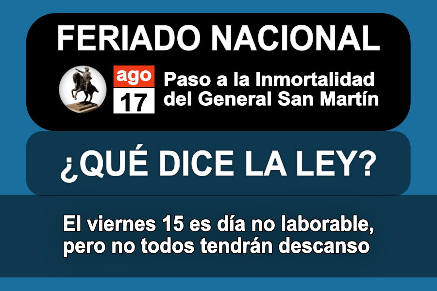 📅 El domingo es feriado nacional y el viernes 15 es día no laborable, pero no todos tendrán descanso
