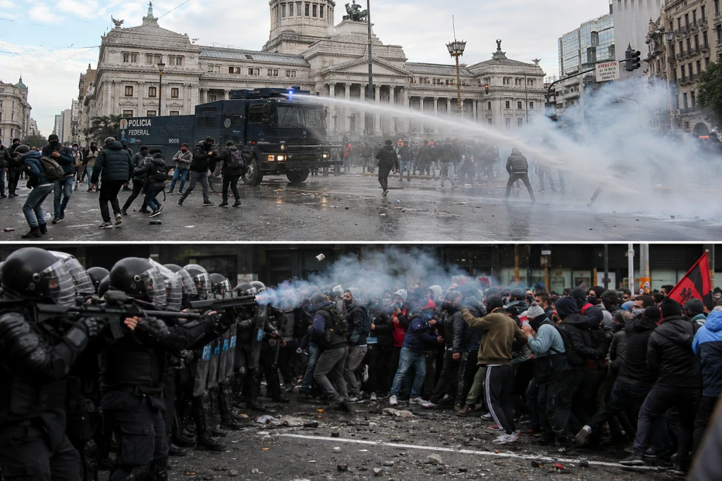 REPRESIÓN FRENTE AL CONGRESO: DETENIDOS, HERIDOS Y HORAS DE TENSIÓN DURANTE LA PROTESTA CONTRA LA LEY DE PROPIEDAD PRIVADA